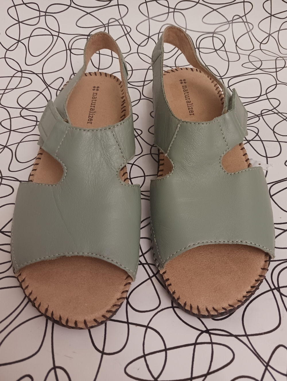 Naturalizer Leather Scout Women's Sage Green Slingback Sandals
